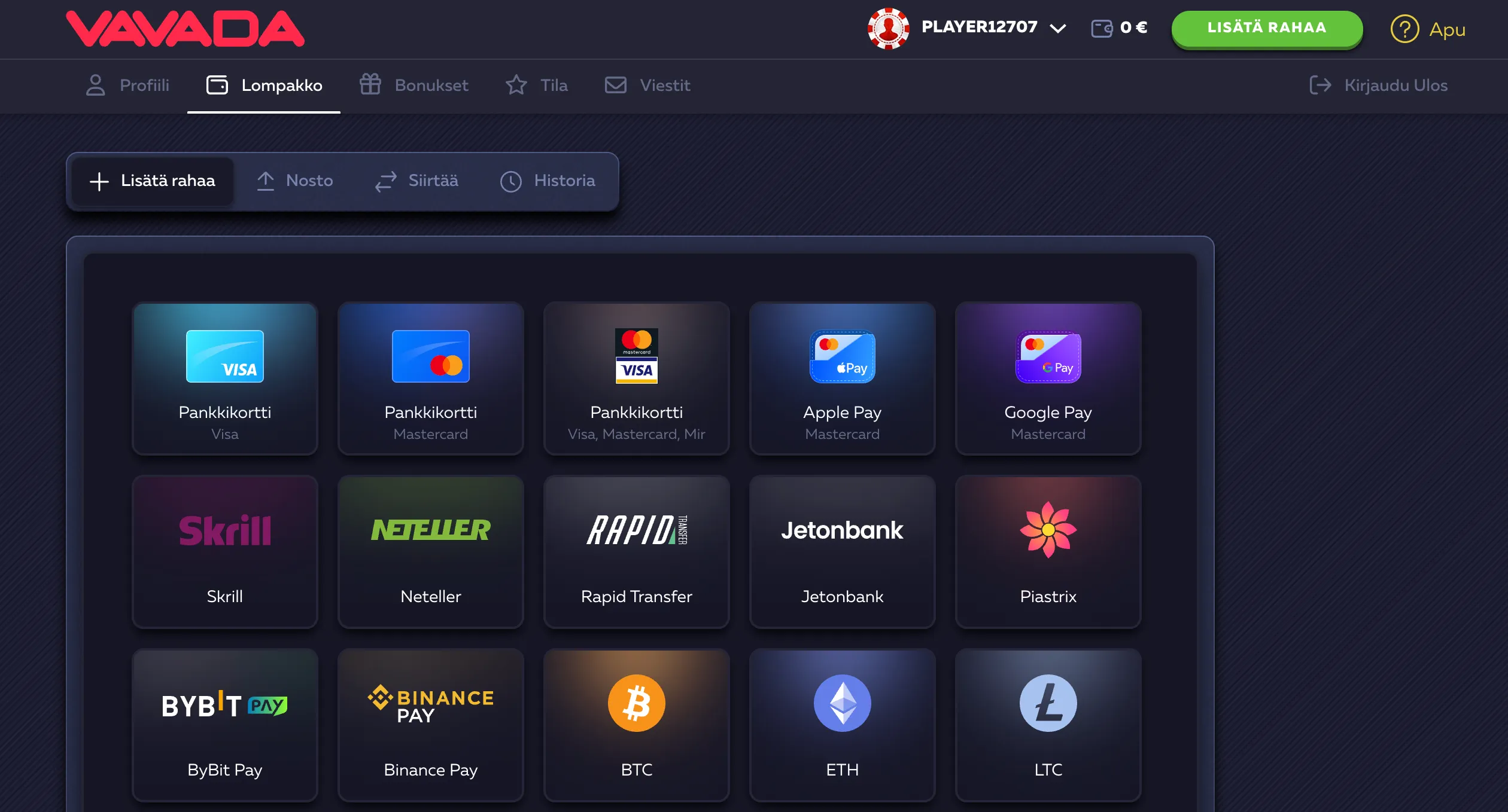 Talletukset ja kotiutukset – maksutavat Suomessa